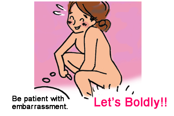 Let’s do it in a posture that is easy to do when processing pubic hair, while checking it directly with using a mirror! Let’s Boldly!!
