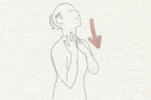 気分の落ち込みを癒すマッサージの方法-セルフマッサージ-首から鎖骨にかけて指でさすってマッサージします。